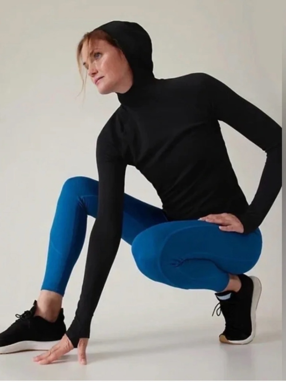 NWT Athleta Black Hooded Long Sleeve Seamless Hoodie Sz Small